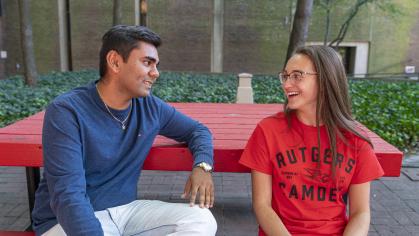 Students at picnic table